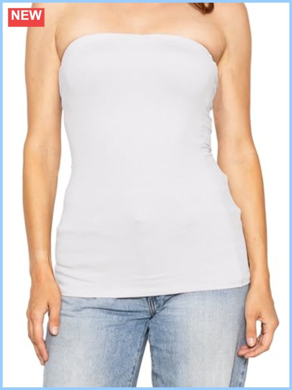 Womens Cotton Tube Top Bandeau Strapless Layering Stretch Fitted